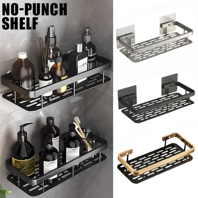 NO DRILL BATHROOM Shelves Wall Mount Corner Shower Shelf Bathroom EUR 11,27 PicClick FR