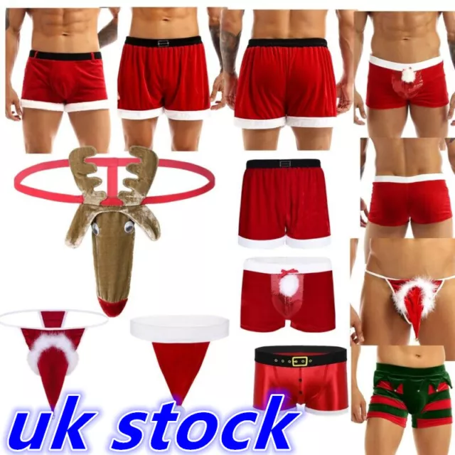 UK CHRISTMAS SEXY Men Santa Claus Underwear G-String Brief Thong Reindeer  Shorts £5.23 - PicClick UK