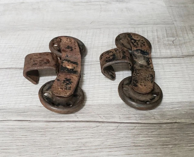 Lot Of 2 Vintage Antique Iron Barn Door Track Roller Hangers 4
