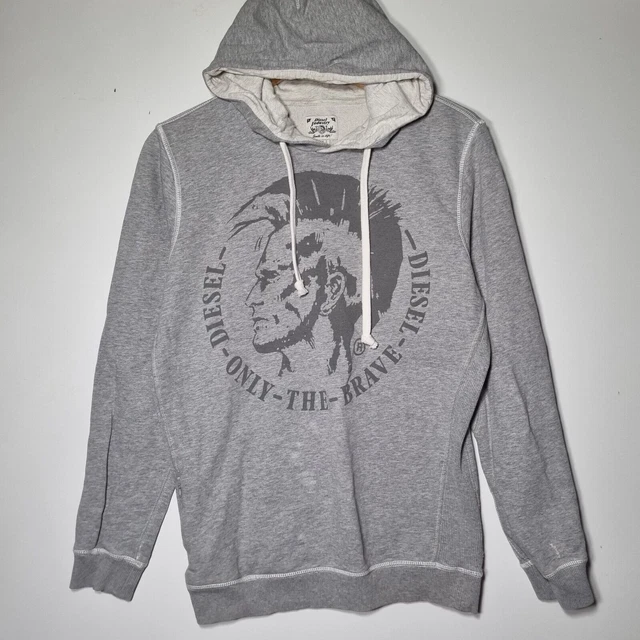 Y2K DIESEL HOODIE Only The Brave Mohawk Logo Oversized Size S Grey 10.00 PicClick UK