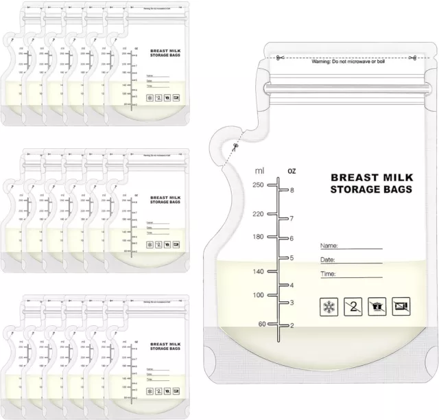 100 Pcs Breast Milk Storage Bags, 250Ml Disposable Milk ,Storage Bags with Pour