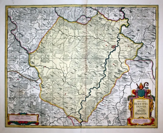 Malo Hersfeld Hessen Hattenbach Vaalk Schenk Tarjeta Mapa Grabado 1700