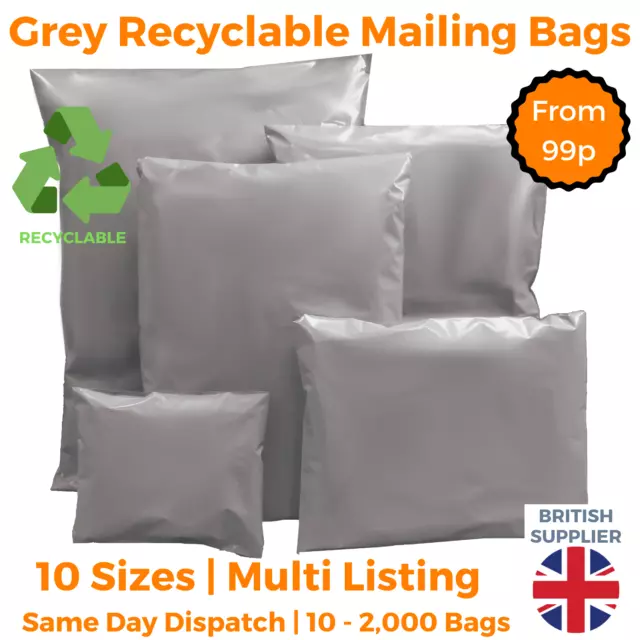 GREY Postal Bags Packaging Poly Parcel Mailing Packing Postage Sacks Self Seal