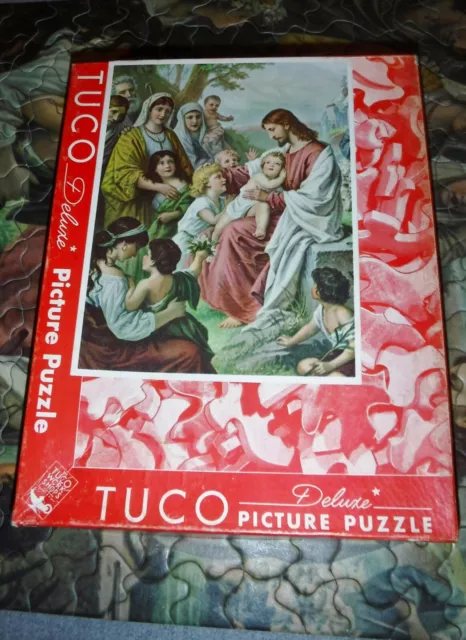 Vintage  Tuco Jigsaw Puzzle Christ Blessing Little Children Comp. 304 pc 19"X15"