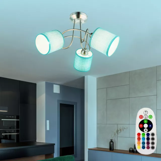 RGB LED Plafond Luminaire Modulable la Vie Chambre Éclairage Télécommande  Glas