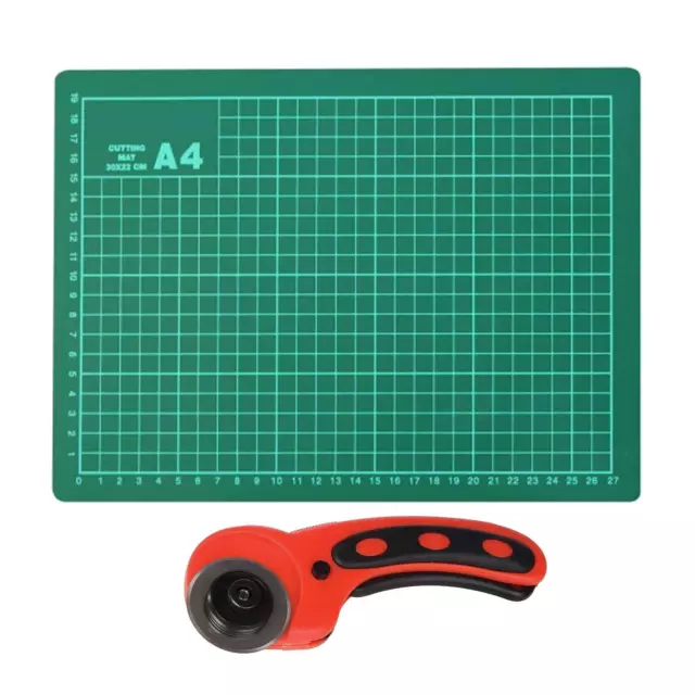 A4 Cutting Mat Self Healing Non Slip Printed Grid Lines & Rotary Cutter