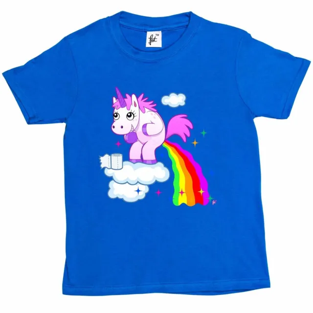 Unicorn Pooping Rainbow Juice From The Clouds Kids Boys / Girls T-Shirt
