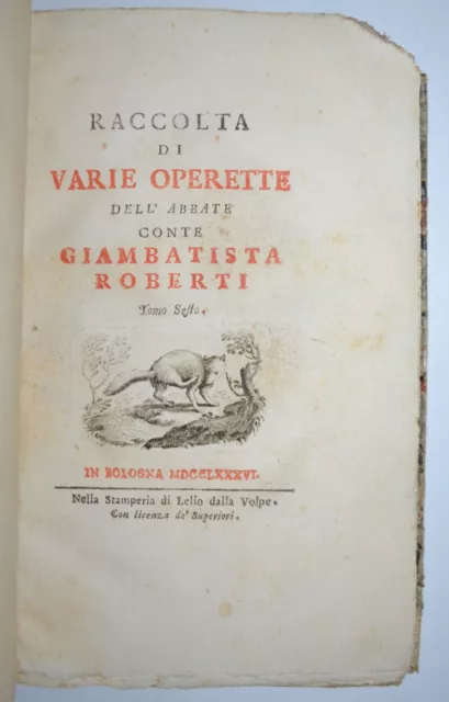 METAFISICA - figur. 1786 - operette -Roberti - libri divertimento -