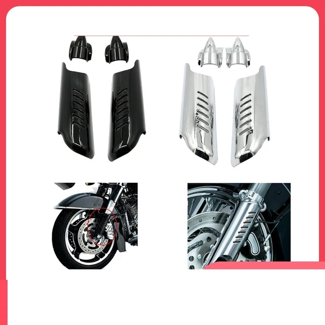 Motorcycle Fork Lower Leg Deflectors Shield Cover Chrome For Harley Touring Road