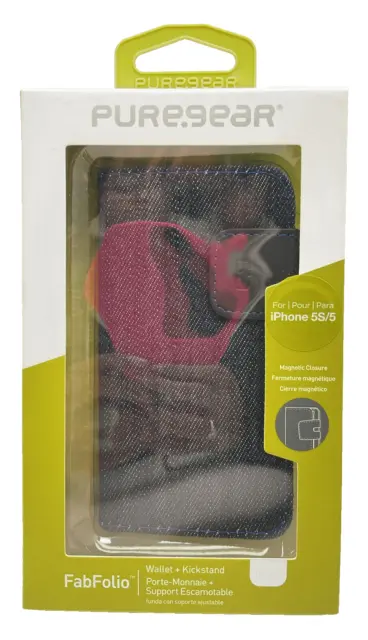 PureGear Fit Fab Folio Wallet Case for iPhone 5/5S/SE - Denim 3