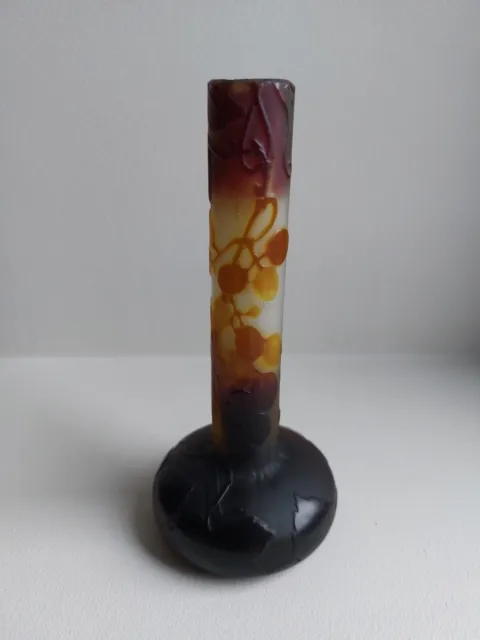 Vase Soliflore Emile Galle Signed Engraved IN Cameo To L’ Acid Top 13 CM