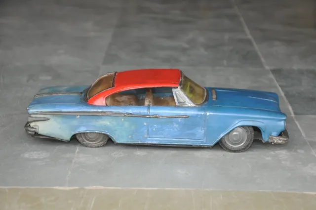 Vintage Blau & Rot Litho Rtc 68 Reibung Auto Blech Spielzeug, Japan? 3