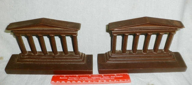 VINTAGE Cast Iron Bookend Set Column Urn Roman Deco Greek Revival ARCHITECTURAL