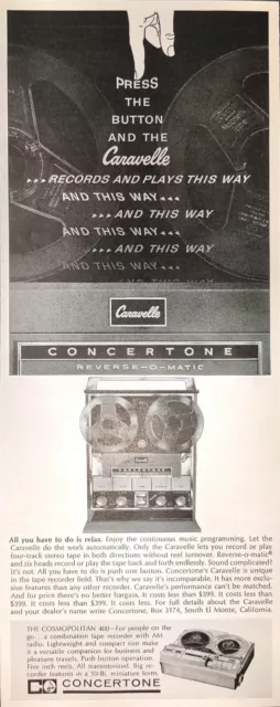 1964 Concertone Reel To Reel Tape Recorder Player Music Sound Vintage Print Ad