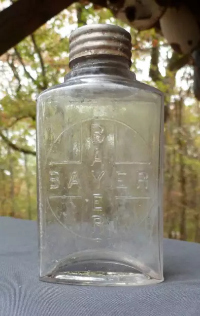 ORIGINAL BAYER ASPIRIN BOTTLE-Heroin Hydrochloride-Oval-Cross Embossed-1890s