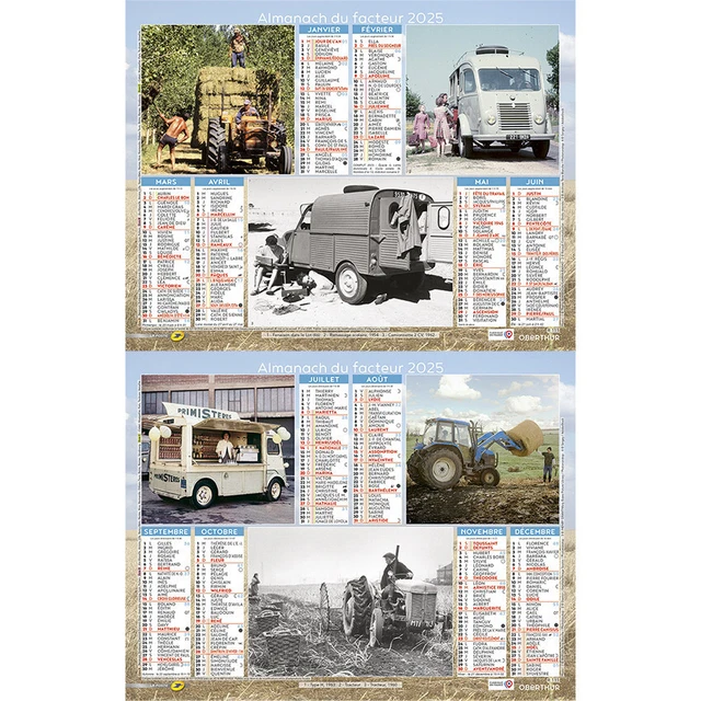 CALENDRIER DE LA Poste, Almanach du facteur 2025, tracteurs et