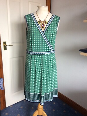 Max Studio Xl(size 16) Geometric Print Pull Over Dress Midi Length Green