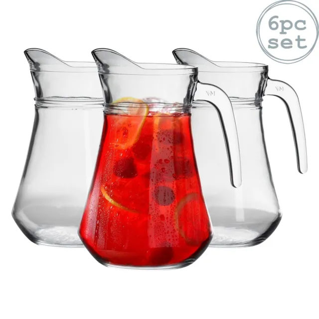 Glass Pitcher Jug Brocca Water Cocktail Juice Drinks Carafe, 1480ml - x6