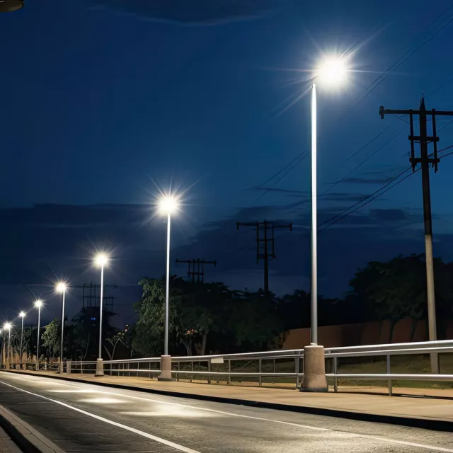 Straßenleuchte Parkplatzlampe Straßenlaterne LED Außenleuchte Alu grau kaltweiß