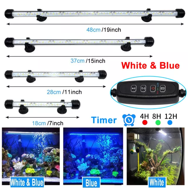 Submersible Timer LED Aquarium Light Fish Tank Light LED Light Bar Stick US Plug