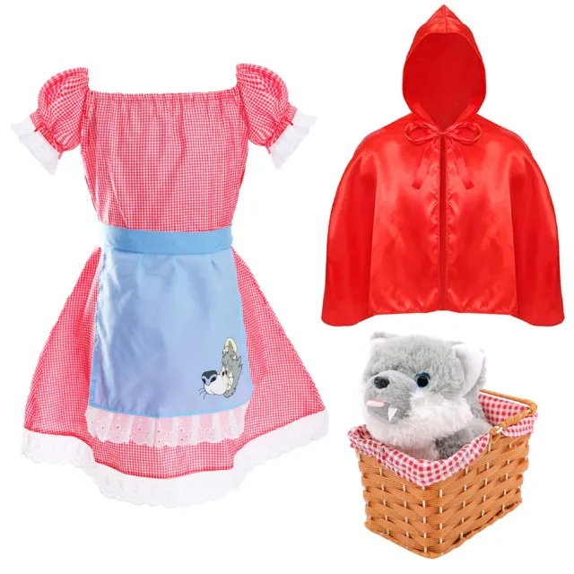 Book Week Girls Little Red Riding Hood Costume With Basket Halloween Fancy Dress