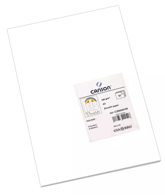 Canson Iris Vivaldi A3 185 GSM Smooth Colour Paper - White (Pack of 50 Sheets) 1