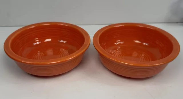 2 Original Vintage Fiestaware 4 3/4” Fruit Bowls Radio Active Red USA