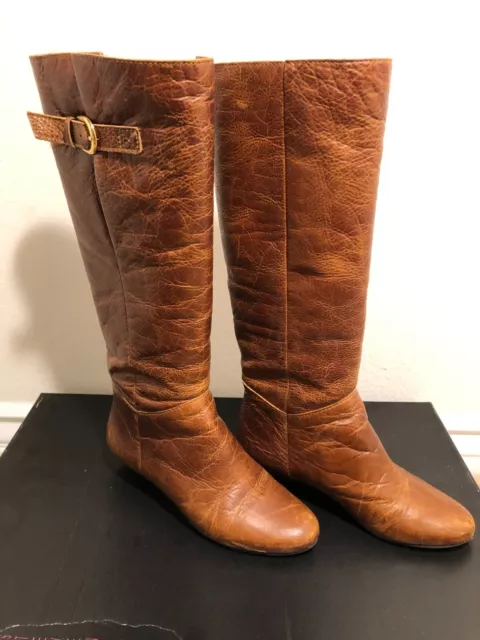 Steve Madden Intyce Women's Knee High Tall Boots Size 6.5 Cognac Brown Leather