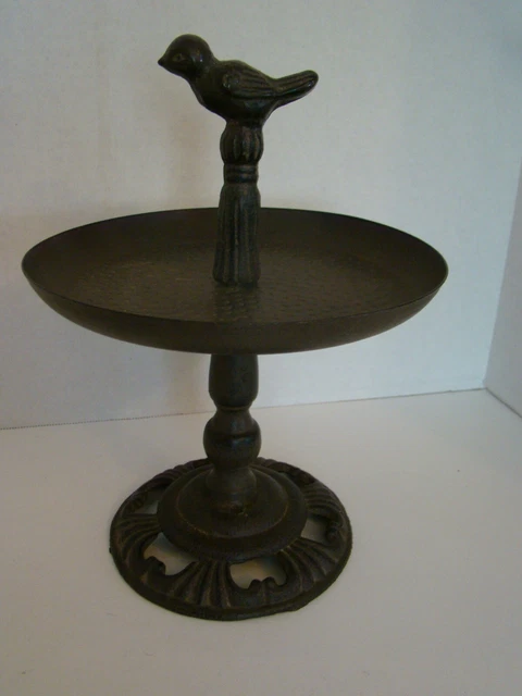 Brown Cast Iron Tabletop Bird Feeder Or Birdbath