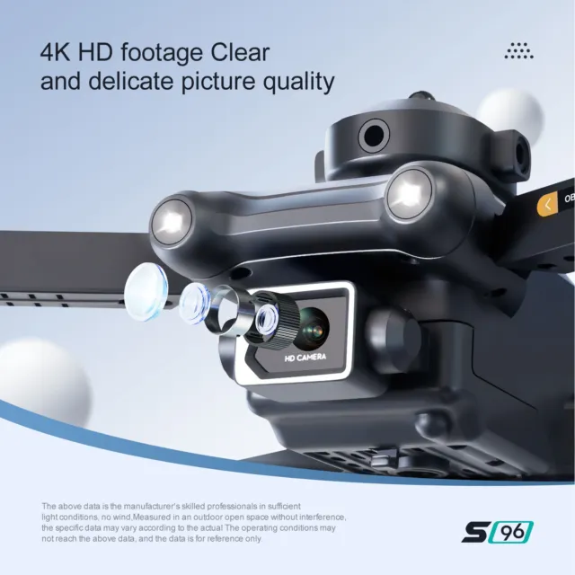 (Batería doble) Drone de radiocontrol S96 4K HD FPV cámara drones plegables para adultos Wifi RC