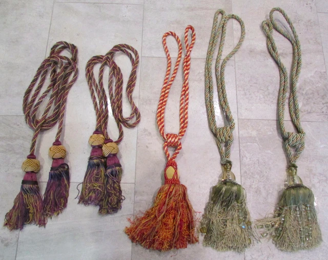 Vintage Set of 5 Large Lantern Tiebacks Drapery Curtain Rope Holdbacks