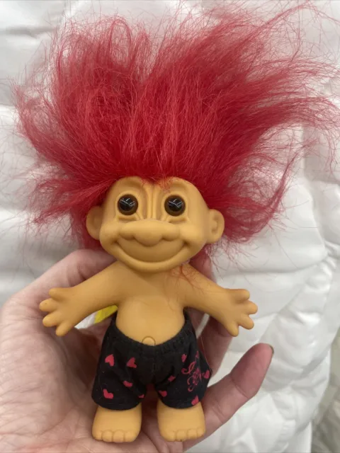 Vintage Russ Troll Doll Red Hair I Love You Boxers Hearts Valentine 4"
