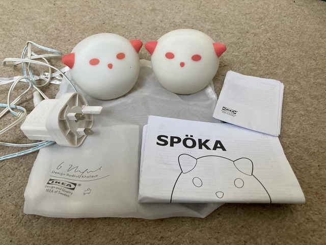 2 X IKEA Spoka Spöka Cat Colour Changing Mood Night Light LED ...