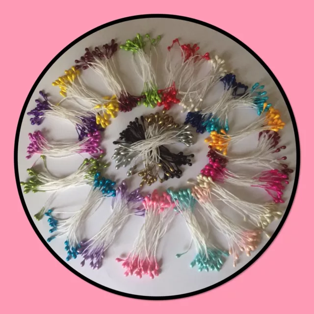 Stamens Pearl 3mm Double Ended Big Pk. 440 Mixed Colours For Foamiran Or Card