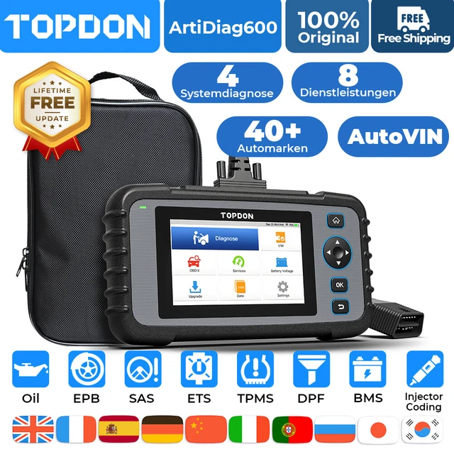 TOPDON AD600 Appareil de diagnostic OBD2 professionnel pour voiture Scanner WIFI