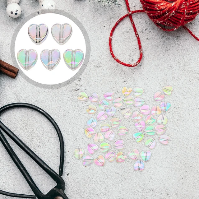 300 Pcs DIY Heart Spacer Beads Heart Shaped Beads Jewelry Accessories Acrylic