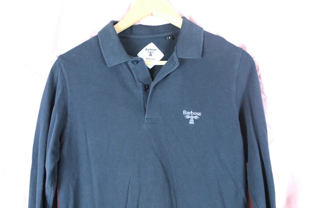 Polo a maniche lunghe Barbour Beacon blu ricamata