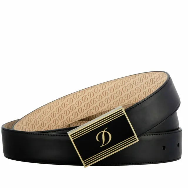 St Dupont Gold & Black Lacquer Line D 2 Heritage Leather Belt Lim Ed Msrp $745