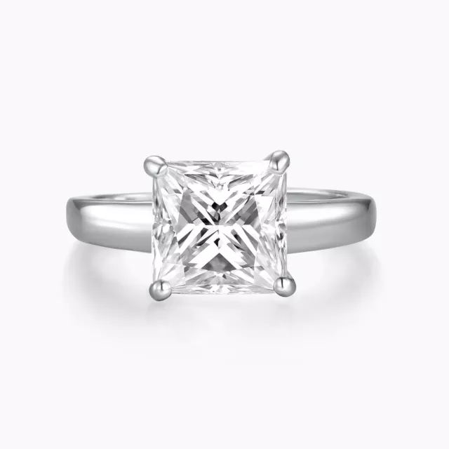 Ladies 925 Sterling Silver 1.5 Carat Princess Cut White Sapphire Solitaire Ring