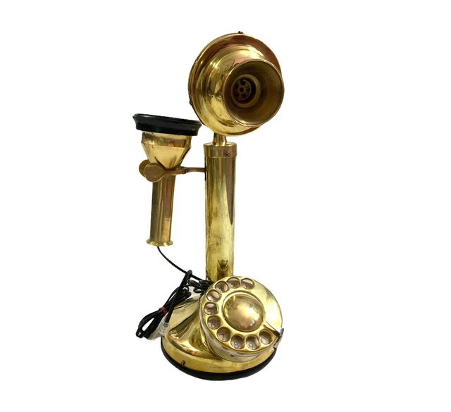 Brass Telephone Mid Century Working Old Style Telephone Shiny Brass Telephone