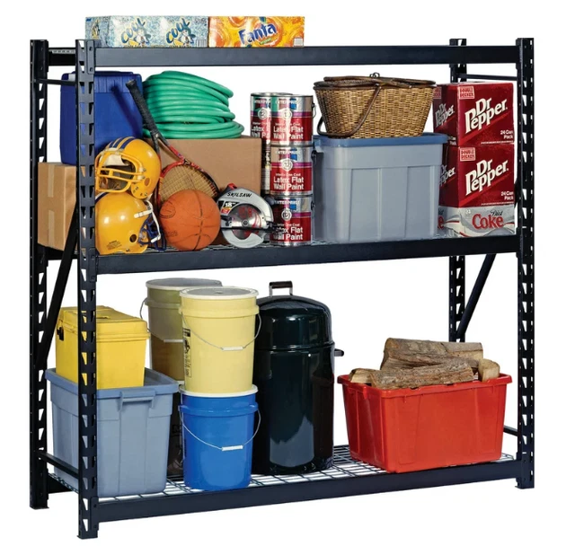 Muscle Rack 3-Tier Black Steel Welded Storage Rack 77.00 x 24.00 x 72.00 Inches