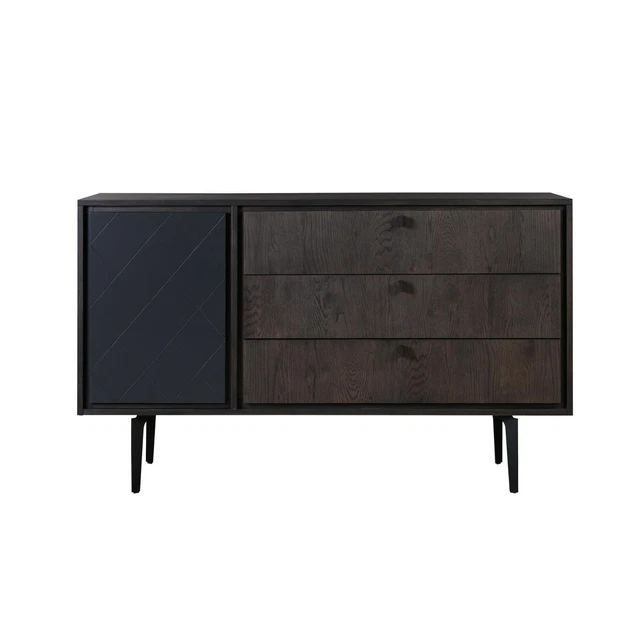 Armen Living Cross Solid Oak And Metal 3 Drawer Dresser With Dark Gray LCCRDROA