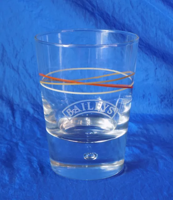 Baileys Irish Creme Low Ball Bar Glass Brown & Tan Swirl Stripes Bubble Bottom