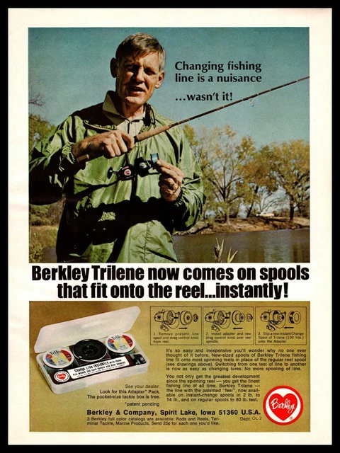 1969 Berkley & Company Trilene Fishing Line Spirit Lake Iowa Vintage Print Ad