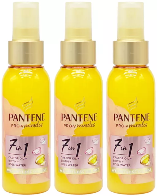 3x Pantene Haar-Öl WEIGHTLESS OIL MIST 100ml Pro-V miracles Biotin + Rosenwasser