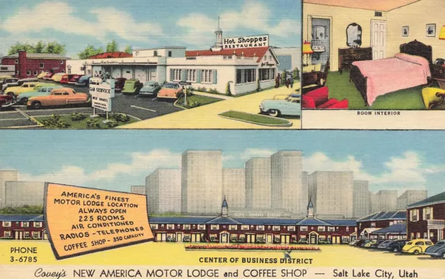 Salt Lake City Utah Motor Lodge Coffee Shop UT Linen Curteich Old  Postcard LP21