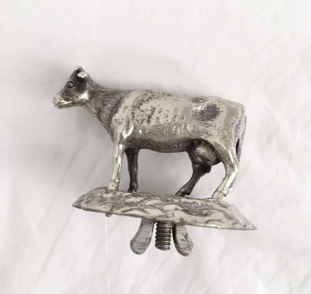 Antique Silver Plated Finial for Butter Dish / Cow