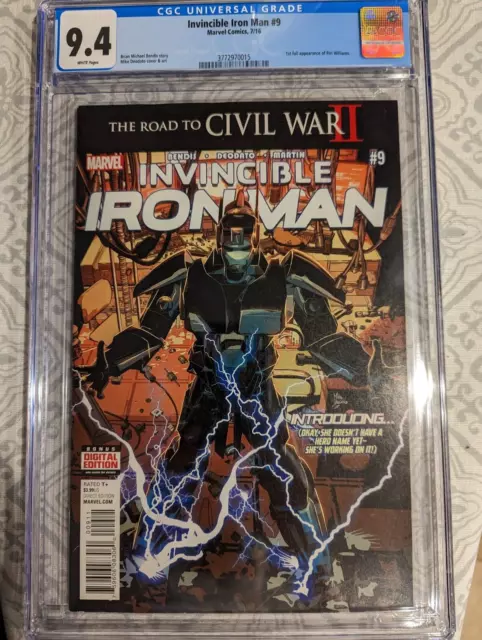 Invincible Iron Man #9 Cgc 9.4 1St Print 1St Apearance Riri Williams Iron Heart