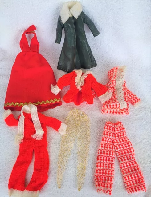 Vintage Barbie  Doll Clothes Clone lot jacket coat pant top red