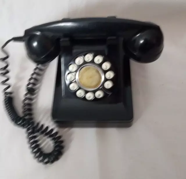 Microtel Telephone Model 999 Rotary Push Button Phone Black Hollywood Movie Look